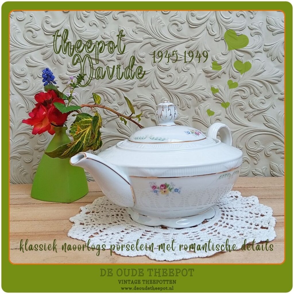 vintage theepot davide naoorlogs porselein bezettingsporselein