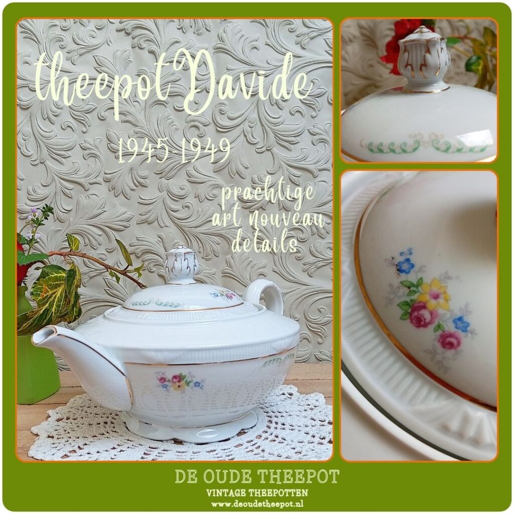 vintage theepot davide naoorlogs porselein bezettingsporselein